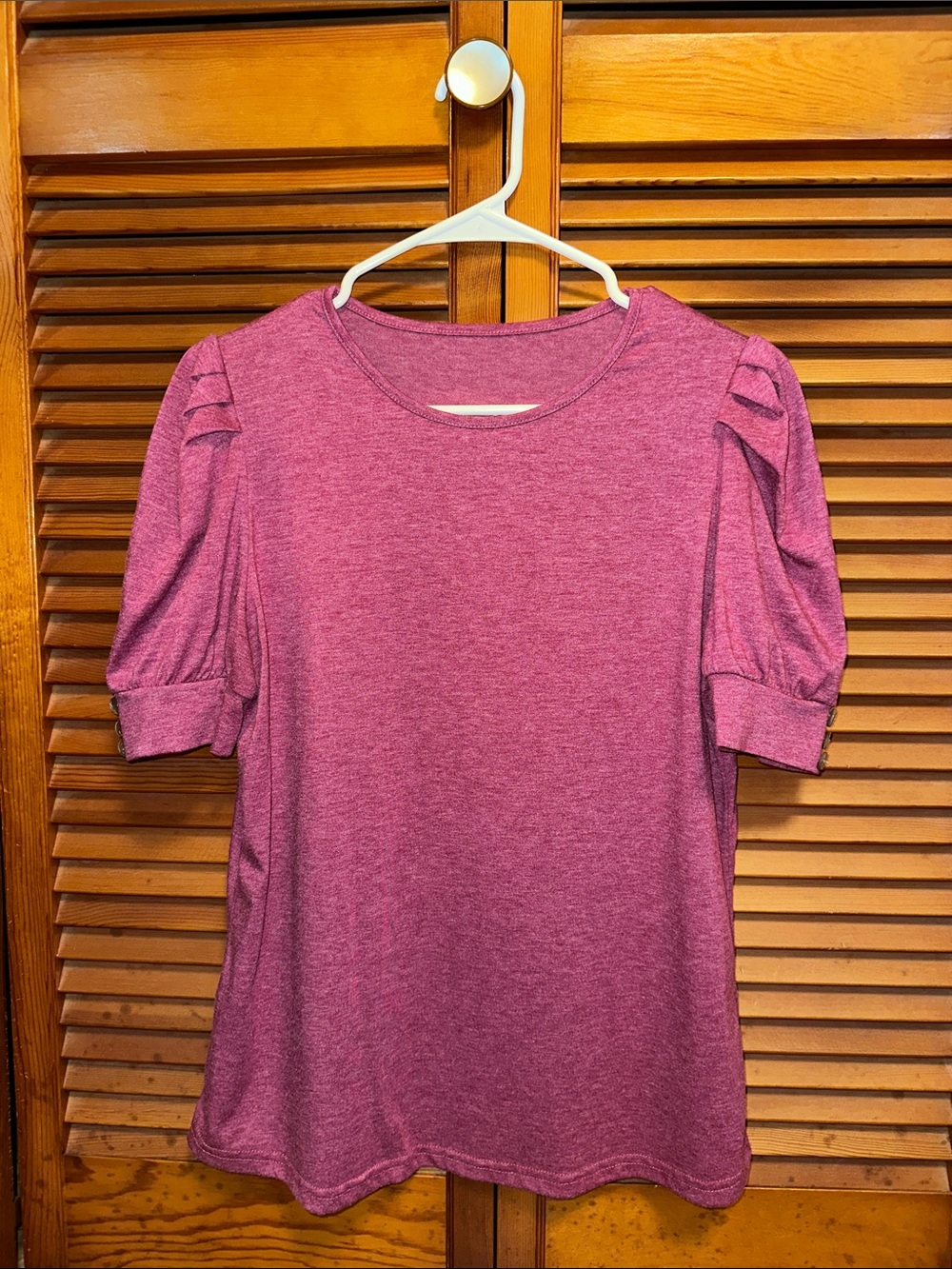Women's Pink Short Sleeve Puff-Sleeve Top